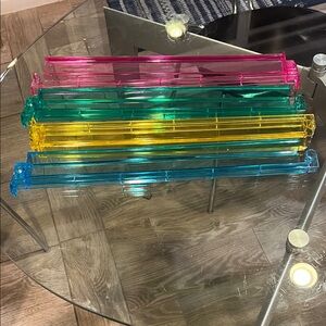Set of 4 Colorful Acrylic Mahjong pushers racks